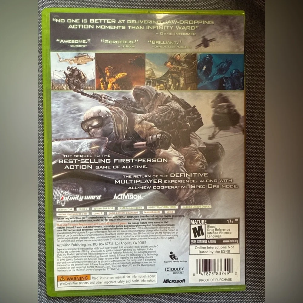CASE and MANUAL ONLY for Call of Duty: Modern Warfare 2, (Microsoft Xbox 360)